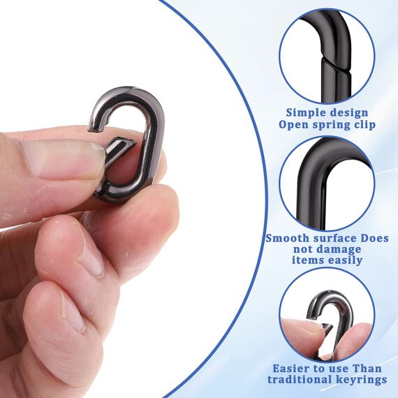 Giantree 10 Stück Oval Spring Karabinerhaken Klein, Metall Ringkarabiner, Schlüsselanhänger Kleine Buckle Clip Feder Karabiner für Reisen Angeln Camping Wandern Hängematten Rucksack(schwarz)
