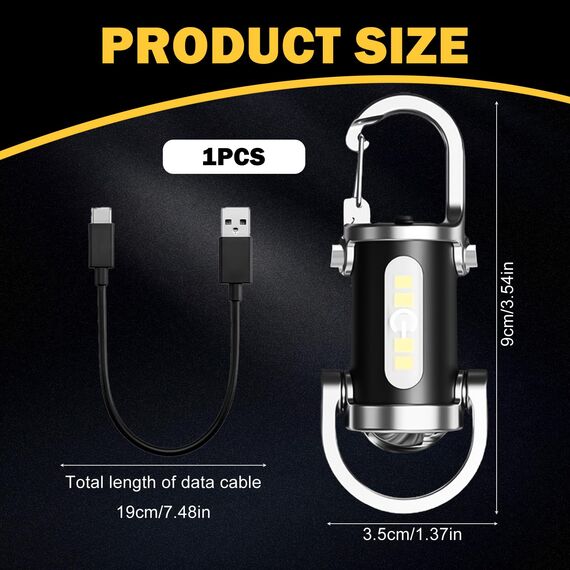 TaimeiMao Superhelle Mini-Schlüsselanhänger, Superhelle Mini Led Taschenlampe, Taschenlampe LED Aufladbar, Taschenlampe Wasserdicht für Haushalt Auto Outdoorarbeit Reisen Camping(9cm)