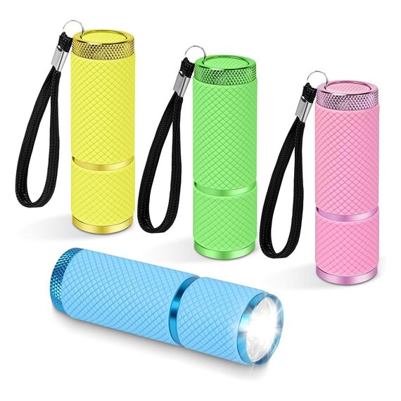 TaimeiMao 4 Stück Mini LED Taschenlampe mit 9 LED, Taschenlampen mit Lanyard und Gummigriff, Superhelle Mini Led Taschenlampe,Taschenlampe Wasserdicht für Haushalt Auto Outdoorarbeit Reisen Camping