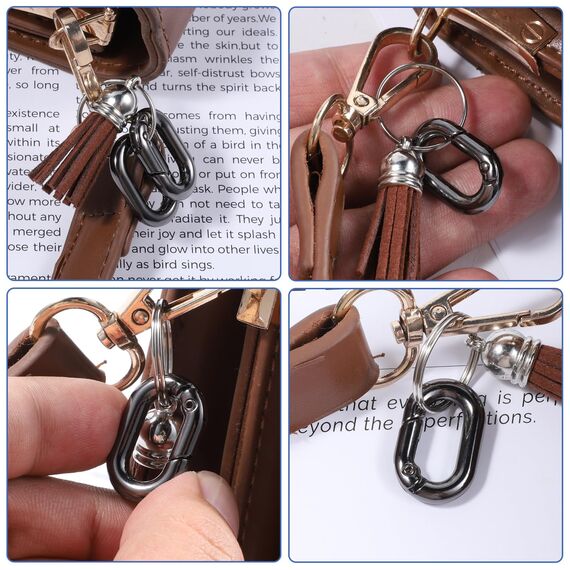 Giantree 10 Stück Oval Spring Karabinerhaken Klein, Metall Ringkarabiner, Schlüsselanhänger Kleine Buckle Clip Feder Karabiner für Reisen Angeln Camping Wandern Hängematten Rucksack(schwarz)