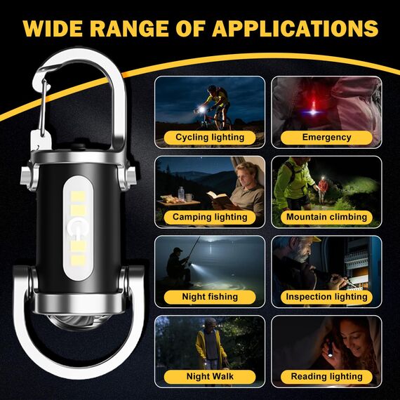 TaimeiMao Superhelle Mini-Schlüsselanhänger, Superhelle Mini Led Taschenlampe, Taschenlampe LED Aufladbar, Taschenlampe Wasserdicht für Haushalt Auto Outdoorarbeit Reisen Camping(9cm)
