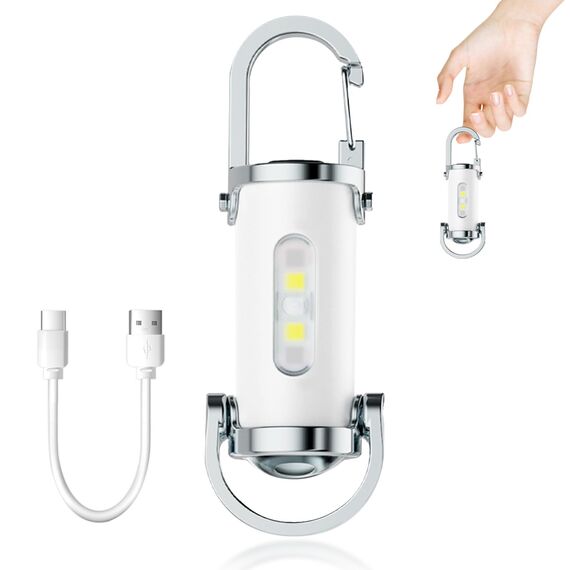 TaimeiMao 1200LM Superhelle Mini-Schlüsselanhänger, Superhelle Mini Led Taschenlampe, Taschenlampe LED Aufladbar, taschenlampe Wasserdicht für Haushalt Auto Outdoorarbeit Reisen Camping (Weiß)