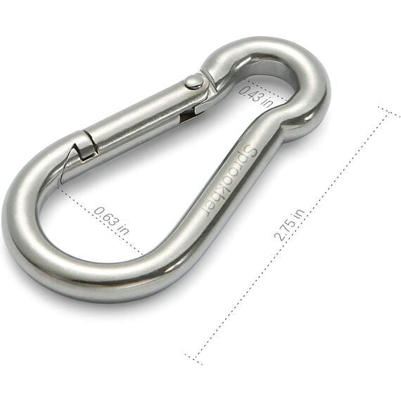 sprookber Karabiner schlüsselanhänger, karabinerhaken Edelstahl karabiner für Camping, Angeln, 6 Stück