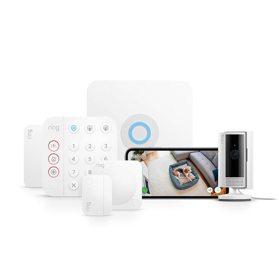 Ring Alarm - S + Innenkamera (Indoor Camera, 2. Gen.) im Paket | Alarmanlage für Haus & Wohnung mit WLAN & Kamera | Alarm-Benachrichtigungen auf dein Smartphone, haustierfreundlich | Alexa-kompatibel