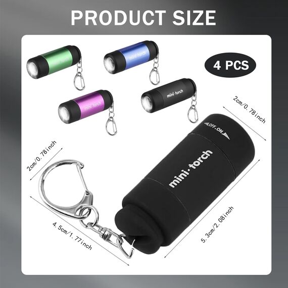 4 Stück Mini LED Taschenlampe,Kindertaschenlampen,Kleine LED Taschenlampe Schlüsselanhänger,Taschenlampe USB Aufladbar,Taschenlampe Klein,für Klettern,Camping,Outdoor,Geschenke zum Kindergeburtstag