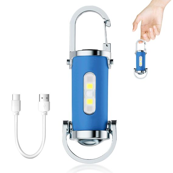 TaimeiMao 1200LM Superhelle Mini-Schlüsselanhänger, Superhelle Mini Led Taschenlampe, Taschenlampe LED Aufladbar, taschenlampe Wasserdicht für Haushalt Auto Outdoorarbeit Reisen Camping (Blau)
