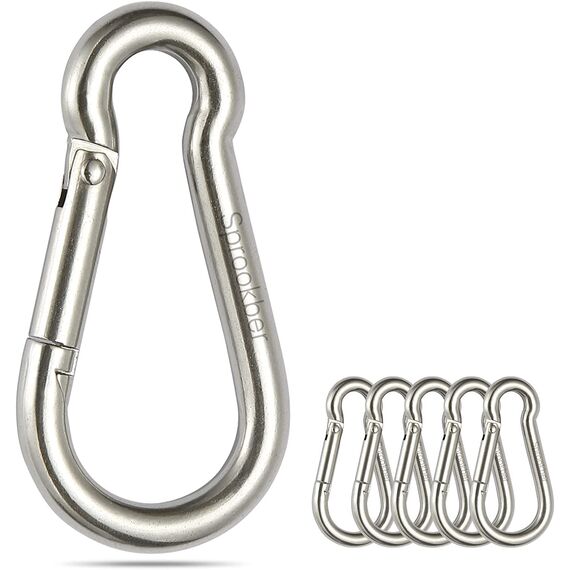 sprookber Karabiner schlüsselanhänger, karabinerhaken Edelstahl karabiner für Camping, Angeln, 6 Stück
