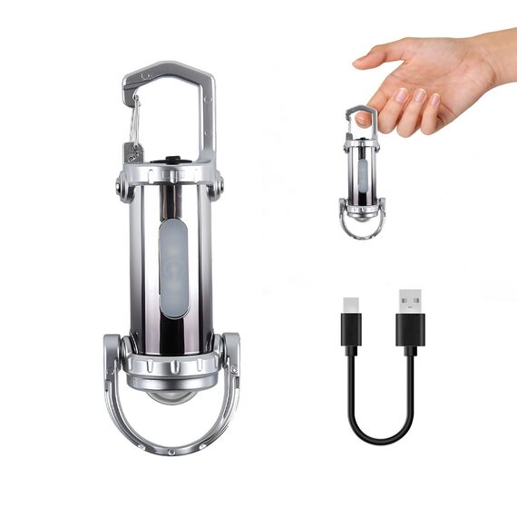 TaimeiMao Superhelle Mini-Schlüsselanhänger, Superhelle Mini Led Taschenlampe, Taschenlampe LED Aufladbar, Taschenlampe Wasserdicht für Haushalt Auto Outdoorarbeit Reisen Camping(Silber)