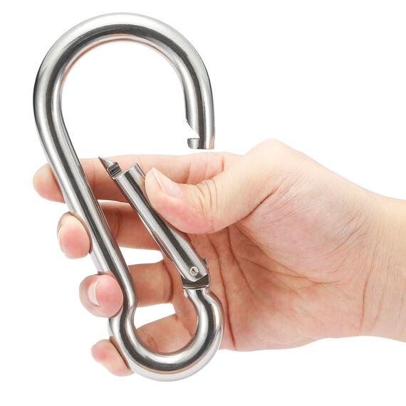 sprookber Karabiner schlüsselanhänger, karabinerhaken Edelstahl karabiner für Camping, Angeln, 6 Stück
