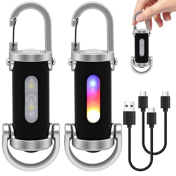 2 Stück Portable Rechargeable Bright Keychain Flashlight Phone Charger,1200LM Mini-Schlüsselanhänger, Superhelle Mini Led Taschenlampe, Taschenlampe Wasserdicht für Haushalt Auto Reisen Camping