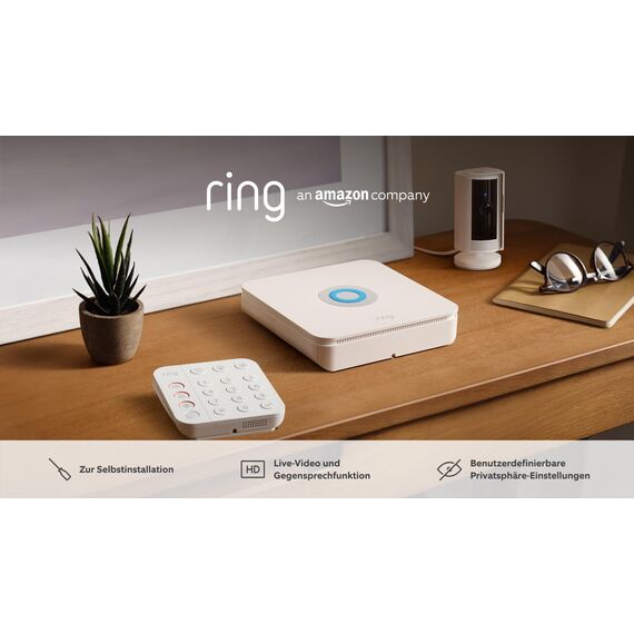 Ring Alarm - S + Innenkamera (Indoor Camera, 2. Gen.) im Paket | Alarmanlage für Haus & Wohnung mit WLAN & Kamera | Alarm-Benachrichtigungen auf dein Smartphone, haustierfreundlich | Alexa-kompatibel