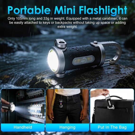 2 Stück Portable Rechargeable Bright Keychain Flashlight Phone Charger,1200LM Mini-Schlüsselanhänger, Superhelle Mini Led Taschenlampe, Taschenlampe Wasserdicht für Haushalt Auto Reisen Camping