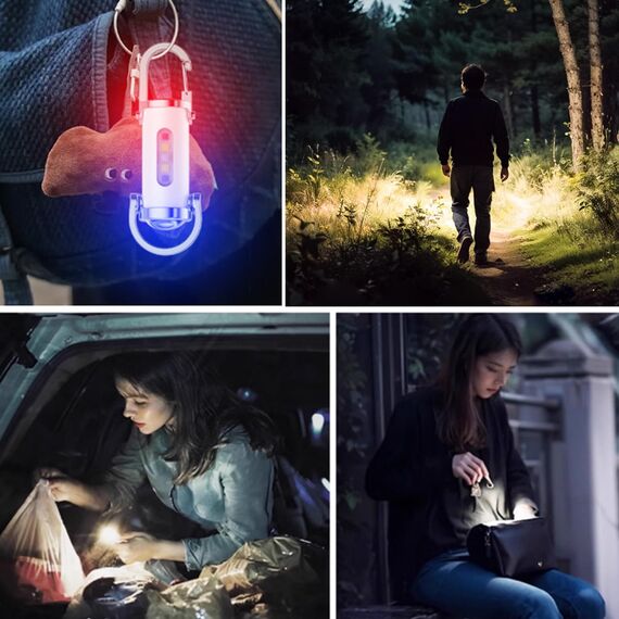 TaimeiMao 4 Stück 1200LM Superhelle Mini-Schlüsselanhänger, Superhelle Mini Led Taschenlampe, taschenlampe Wasserdicht für Haushalt Auto Outdoorarbeit Reisen Camping（Blau, Gelb, Schwarz und Weiß）