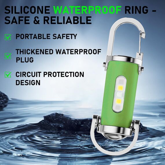 TaimeiMao 1200LM Superhelle Mini-Schlüsselanhänger, Superhelle Mini Led Taschenlampe, Taschenlampe LED Aufladbar, taschenlampe Wasserdicht für Haushalt Auto Outdoorarbeit Reisen Camping (Grün)