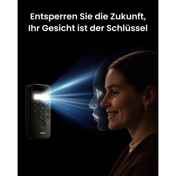 SwitchBot WLAN Smart Lock Ultra mit Keypad Vision, 3D-Gesichts-/Fingerabdruckerkennung, Elektronisches Türschloss mit Aufladbarem Akku, Öffnen per Gesicht, Fingerprint, Code, Alexa, unterstützt Matter