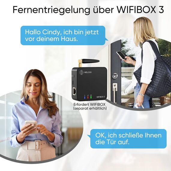 WELOCK Touch41 Türschloss Fingerabdruck, Fingerabdruck Schloss Haustür, Türschloss Haustür mit App und RFID-Karte, Elektronische Türschloss Einstellbare Länge für 50-100mm Tür