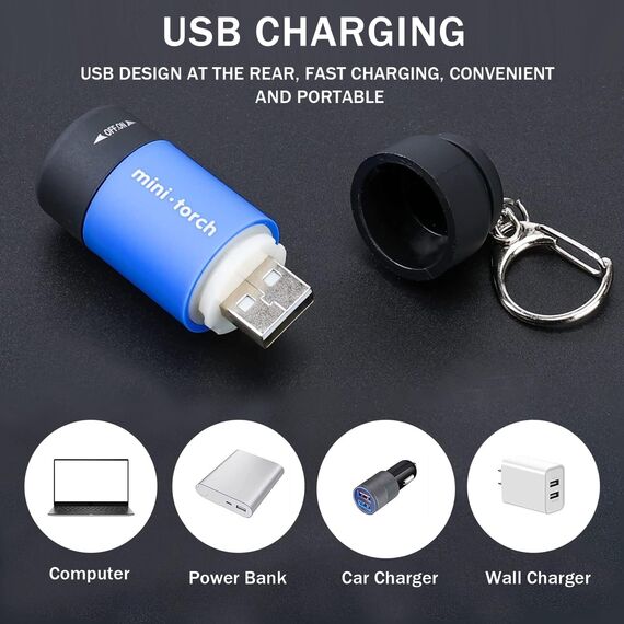 4 Stück Mini LED Taschenlampe,Kindertaschenlampen,Kleine LED Taschenlampe Schlüsselanhänger,Taschenlampe USB Aufladbar,Taschenlampe Klein,für Klettern,Camping,Outdoor,Geschenke zum Kindergeburtstag