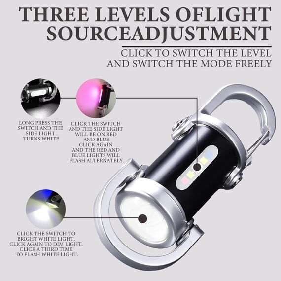 TaimeiMao 2 Stück 1200LM Superhelle Mini-Schlüsselanhänger, Superhelle Mini Led Taschenlampe, Taschenlampe LED Aufladbar, taschenlampe Wasserdicht für Haushalt Auto Outdoorarbeit Reisen Camping