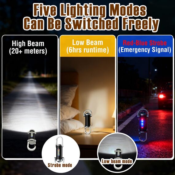 Portable Rechargeable Bright Keychain Flashlight Phone Charger,mit Power Bank für Outdoor,1200LM Superhelle Mini-Schlüsselanhänger, Superhelle Mini Led Taschenlampe, Taschenlampe Wasserdicht für Haush