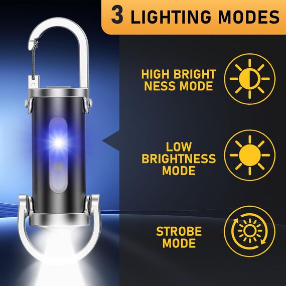 1200LM Superhelle Mini-Schlüsselanhänger, Superhelle Mini Led Taschenlampe, Taschenlampe LED Aufladbar, taschenlampe Wasserdicht für Haushalt Auto Outdoorarbeit Reisen Camping（Schwarz und Weiß）