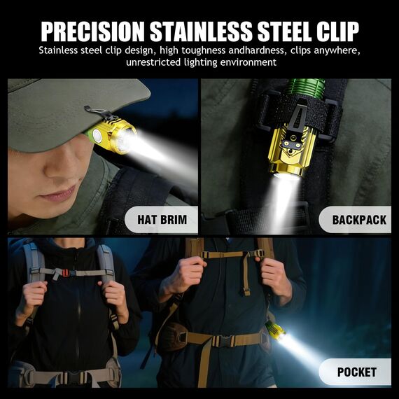 TaimeiMao Taschenlampe LED Aufladbar,200 Lumens,3 Lichtmodi,kleine Flashlight Schlüsselbund Handlampe Wasserdicht,mit Magnete, für Camping,Wandern,Outdoor,Notfälle