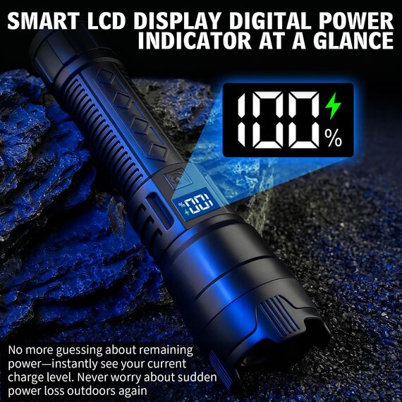 TaimeiMao LED Taschenlampe Aufladbar, 2000L Extrem Helle Zoombares Taschenlampen mit 3 Lichtmodi & Langer Betriebsdauer, Taschenlampe Wasserdicht für Haushalt Auto Outdoorarbeit Reisen Camping
