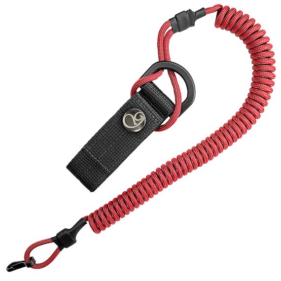 Ganzoo Spiral-Kabel Schlüsselanhänger elastisch mit Karabiner, Safety Lanyard mit Paracord-Mantel, Schlüsselband, Stretch Fang-Riemen, RSG Halterung für Polizei, Bundeswehr, Hausmeister, rot