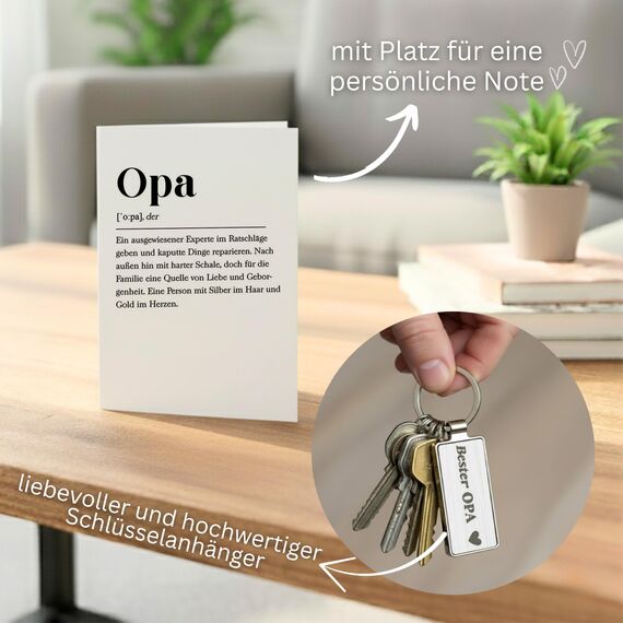 Presentix® Opa Geschenkset - mit Flaschenöffner, Zollstock, Bleistift und Schlüsselanhänger | Geschenke für Väter/Großväter | Geburtstagsgeschenk für Männer | bester Opa Geschenke (Opa Weiß)