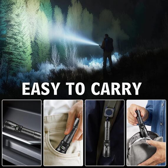 TaimeiMao LED Taschenlampe Aufladbar, 2000L Extrem Helle Zoombares Taschenlampen mit 3 Lichtmodi & Langer Betriebsdauer, Taschenlampe Wasserdicht für Haushalt Auto Outdoorarbeit Reisen Camping