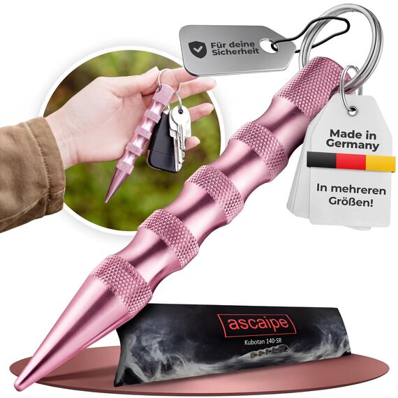 Kubotan Selbstverteidigung Schlüsselanhänger mit Glasbrecher – Survival-Tool für unterwegs - Grip Griff - Ideal für Frauen & Männer, Pendler & Reisen, Druckverstärker & Notfallhammer (XXL - Pink)