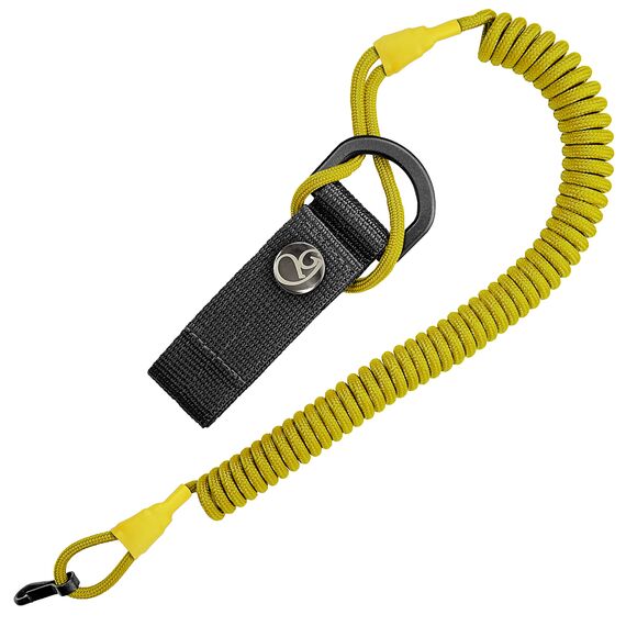 Ganzoo Spiral-Kabel Schlüsselanhänger elastisch mit Karabiner, Safety Lanyard mit Paracord-Mantel, Schlüsselband, Stretch Fang-Riemen, RSG Halterung für Polizei, Bundeswehr, Hausmeister, gelb