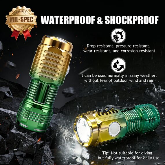 TaimeiMao Taschenlampe LED Aufladbar,200 Lumens,3 Lichtmodi,kleine Flashlight Schlüsselbund Handlampe Wasserdicht,mit Magnete, für Camping,Wandern,Outdoor,Notfälle