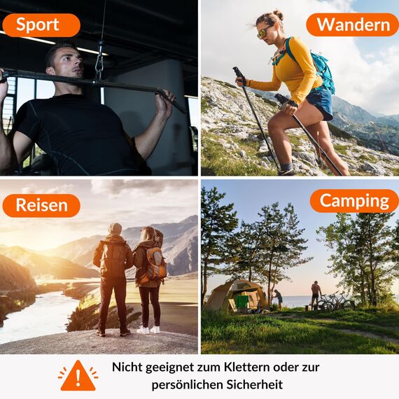 Karabinerhaken 10er Set, Karabiner bis 230 kg, Schlüsselanhänger Karabinerhaken für Hängematten, Camping, Wandern