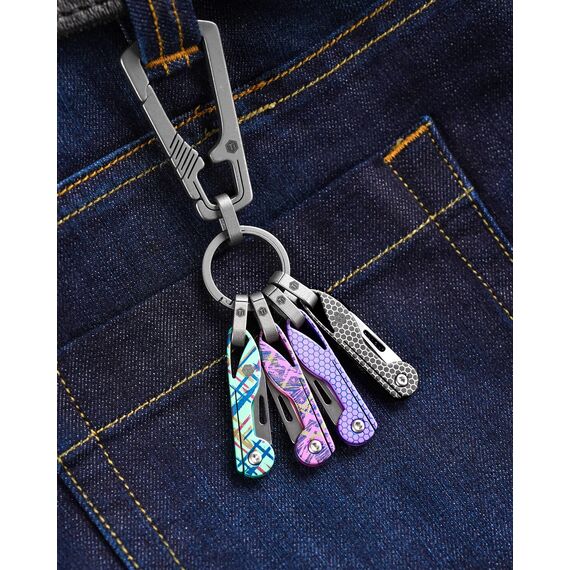 KeyUnity Titan Taschenmesser Klein Mini-Edc Messer Rasiermesserscharfe Kleines Klappmesser,Leichtes EDC Schlüsselanhänger Messer für Camping,Wandern und Outdoor(Hex Lila)