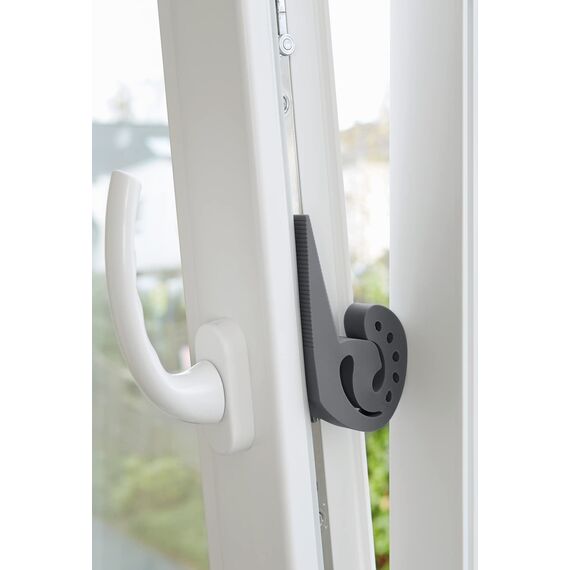 WENKO Multi-Stop Mod. Multi-STOP vielseitiger Tür-& Fensterstopper Puffer Türpuffer Keil Fingerschutz für Türen Fenster & Schubladen flexibel anpassbar aus Kunststoff Maße 11,8 x 7,7 x 2,5cm Anthrazit