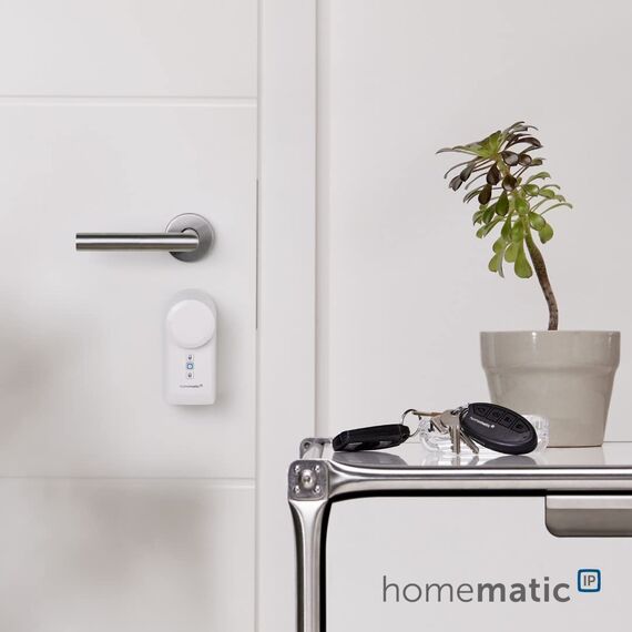 Homematic IP Smart Home Türschlossantrieb, elektronisches Türschloss, Smart Lock ohne Umbau, Türöffner per App, Alexa & Google Assistant, 154952A0