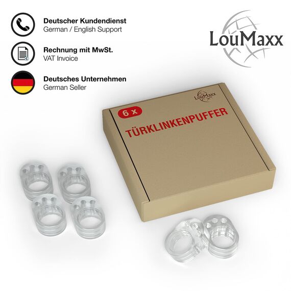 LouMaxx Türklinkenpuffer 6er Set transparente Türstopper Klinke als Türschutz und Wandschutz für Türgriff und Fensterklinke, Türpuffer schützt Wände und Möbel vor Macken und Kratzern