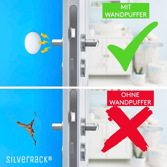 SilverRack® Türstopper Wand selbstklebend Weiß [10 Stück] - Wandpuffer als perfekter Schutz für Wand und Tür - Türpuffer Wandschutz als Türstopper für Türklinken gegen Türanschlag
