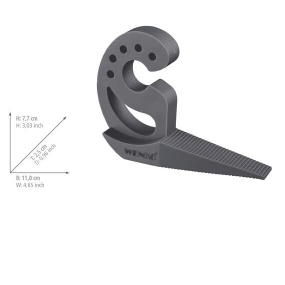 WENKO Multi-Stop Mod. Multi-STOP vielseitiger Tür-& Fensterstopper Puffer Türpuffer Keil Fingerschutz für Türen Fenster & Schubladen flexibel anpassbar aus Kunststoff Maße 11,8 x 7,7 x 2,5cm Anthrazit