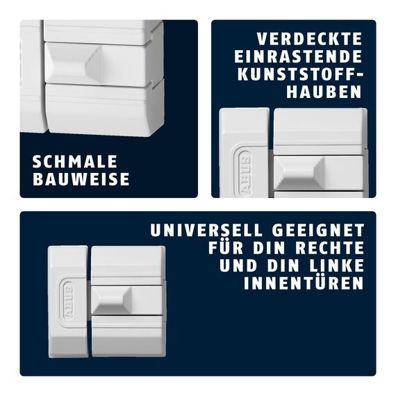ABUS Schieberiegel SR30 - schlüsselloses Zusatzschloss für Türen & Fenster - geeignet für nach links und nach rechts öffnende Elemente - kompakte Bauweise für enge Einbauorte - weiß
