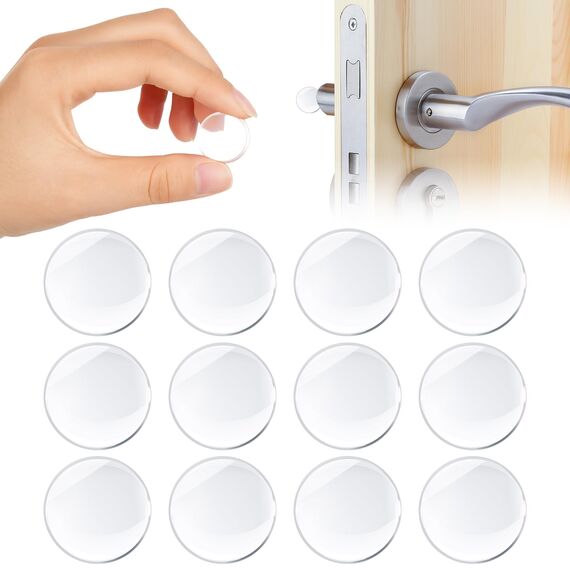 Vicloon Türstopper, 12 Stück Dezente Türpuffer Transparent, 20 * 5mm Silicone Türstopper Wand, Selbstklebend Transparent​ Runde für Türklinkenpuffer, Schützende Tür Stoßstange Wand Schalldämpfer