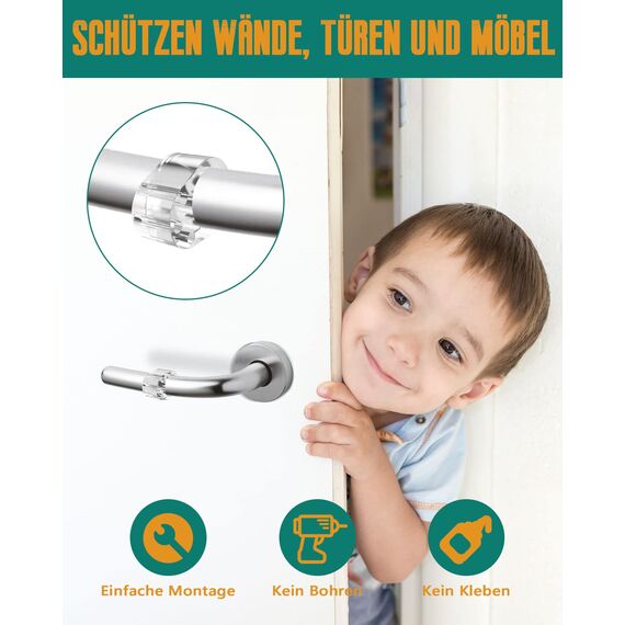 BAIPOK 6er Set Transparente Türstopper Klinke, Hochelastische Türgriff Schutz, Schutz für Wände und Möbel, 18mm