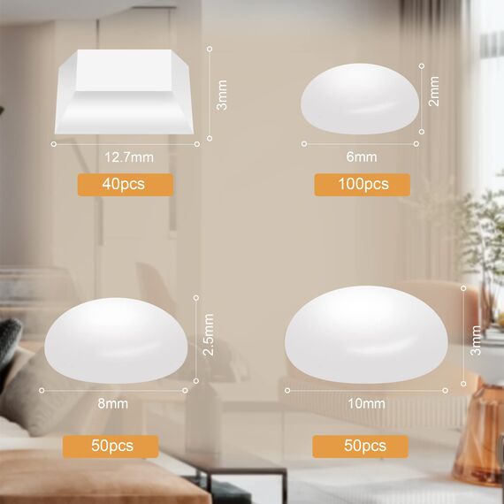 Gummipuffer, Gummifüße Selbstklebend, 240 Stück Elastikpuffer Transparent, Gumminoppen für Glasplatten, Schutzpuffer Selbstklebend, Türpuffer Pads für Türen, Schränke, Schubladen, Tastatur