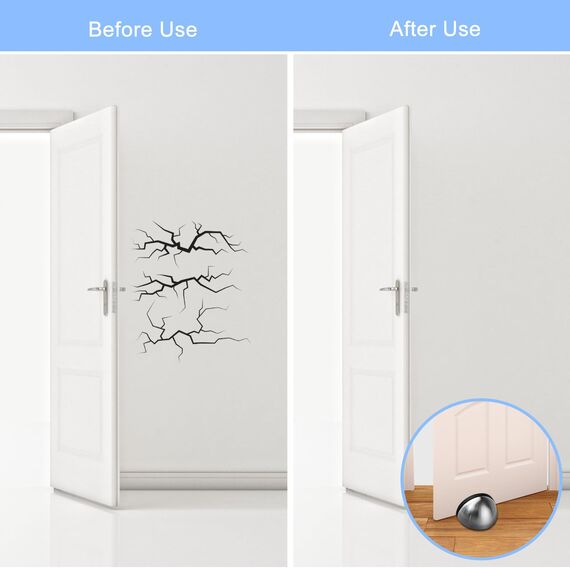 Nutabevr 5 Stück Türstopper Boden Edelstahl,Schwerer Türstopper Boden Selbstklebend mit Gummipuffern, Door Stopper für alle Hartböden zum Schutz von Türen, Kinderzimmer, Balkontür, Wänden und Möbeln