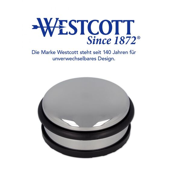 Westcott Türstopper aus Edelstahl | Runder Türstopper mit 1,2kg Eigengewicht | Türschonender Gummiring | Extra rutschfeste Unterseite | ⌀ 10cm, Höhe 4cm | Stabil bei Durchzug | E-19001 00