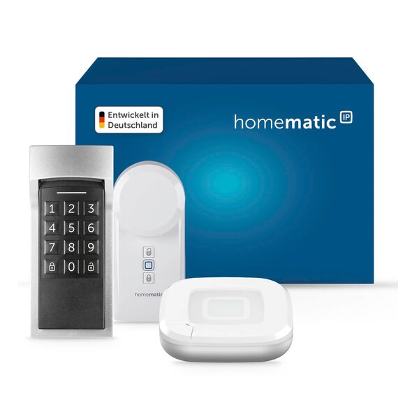 Homematic IP Access Point 2 + Türschlossantrieb + Keypad, Smart Home, elektronisches Türschloss, Smart Lock nachrüstbar ohne Umbau, steuerbar per Codeschloss, Zahlencode, App, Alexa & Google Home