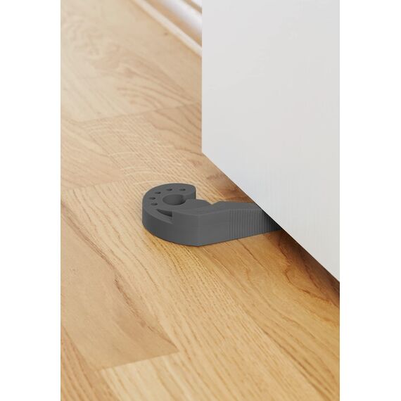WENKO Multi-Stop Mod. Multi-STOP vielseitiger Tür-& Fensterstopper Puffer Türpuffer Keil Fingerschutz für Türen Fenster & Schubladen flexibel anpassbar aus Kunststoff Maße 11,8 x 7,7 x 2,5cm Anthrazit