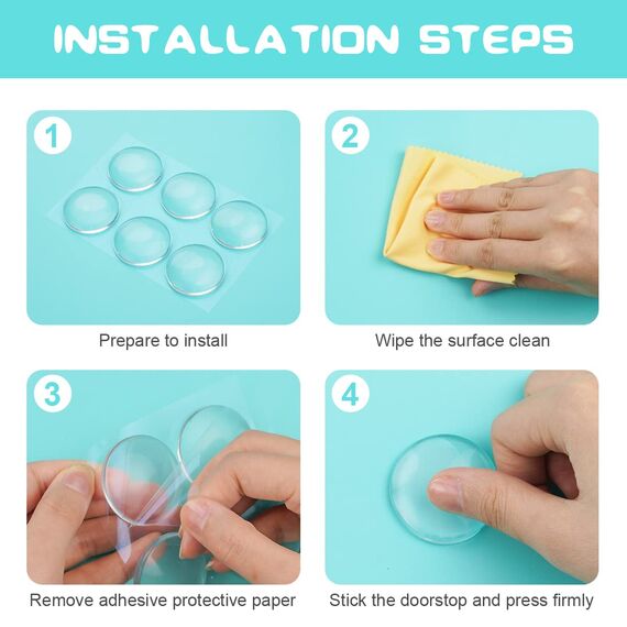 Vicloon Türstopper, 12 Stück Dezente Türpuffer Transparent, 40 * 8mm Silicone Türstopper Wand, Selbstklebend Transparent​ Runde für Türklinkenpuffer, Schützende Tür Stoßstange Wand Schalldämpfer