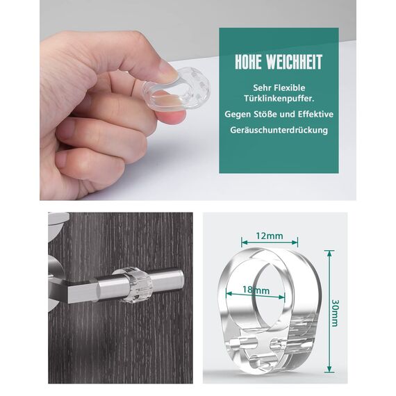 BAIPOK 6er Set Transparente Türstopper Klinke, Hochelastische Türgriff Schutz, Schutz für Wände und Möbel, 18mm