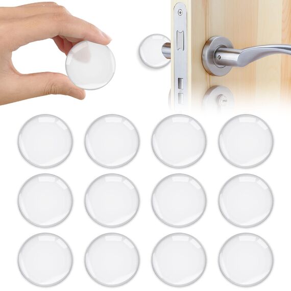 Vicloon Türstopper, 12 Stück Dezente Türpuffer Transparent, 40 * 8mm Silicone Türstopper Wand, Selbstklebend Transparent​ Runde für Türklinkenpuffer, Schützende Tür Stoßstange Wand Schalldämpfer